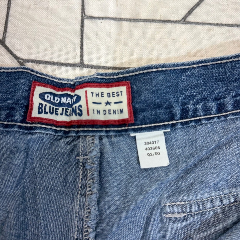 Old Navy Cargo Denim‎ Shorts 34 Blue Vintage Y2K Utility High Rise Medium Wash - Picture 6 of 6